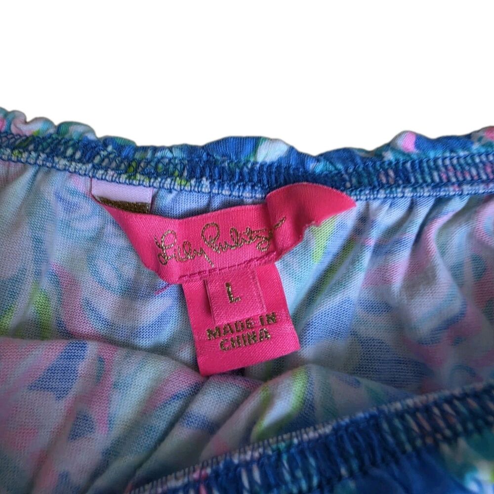 Lilly Pulitzer Paisley Tiered Ruffle Sundress Cotton Knit Scoop Neck, Size L - Picture 6 of 8